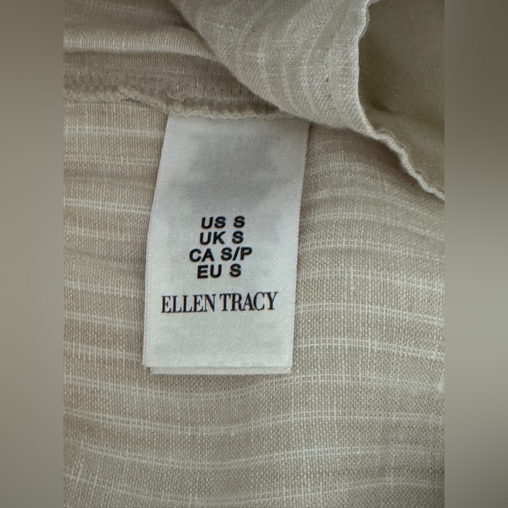 Ellen Tracy Linen Drawstring Pants | Size Small | Coastal Beige Wide Leg - Picture 5 of 8